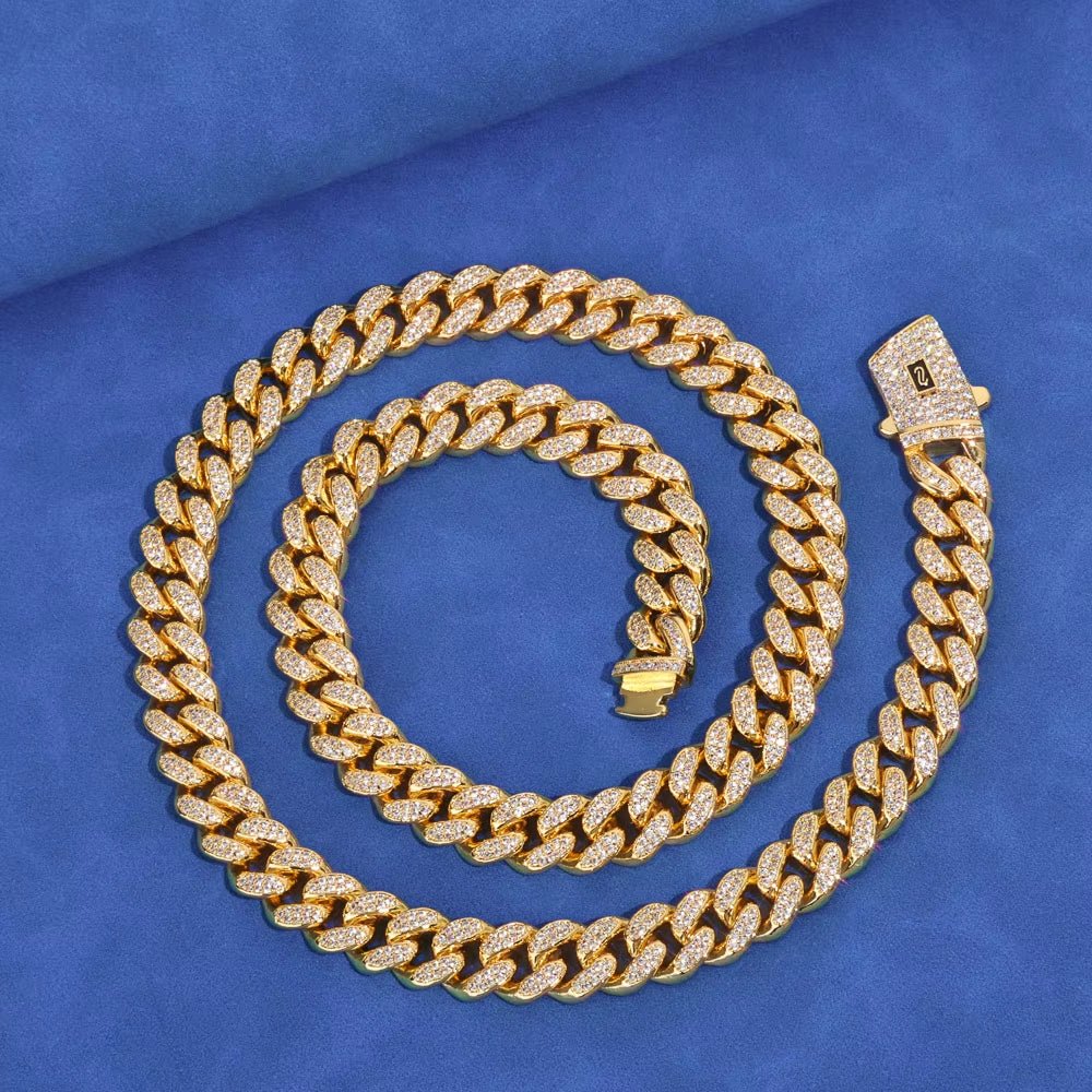 12Mm Cuban Link Necklace 925 Sterling Silver VVS Moissanite Iced Out Bling Hip Hop Jewelry Luxury - MCROONS.COM