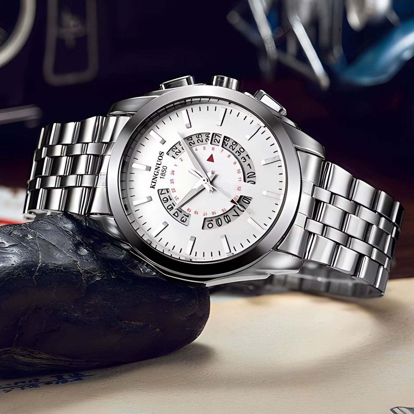 2025 Fashion Men'S Luxury Men'S Watch Calendar Multi Functional Business Men'S Quartz Watch - MCROONS.COM