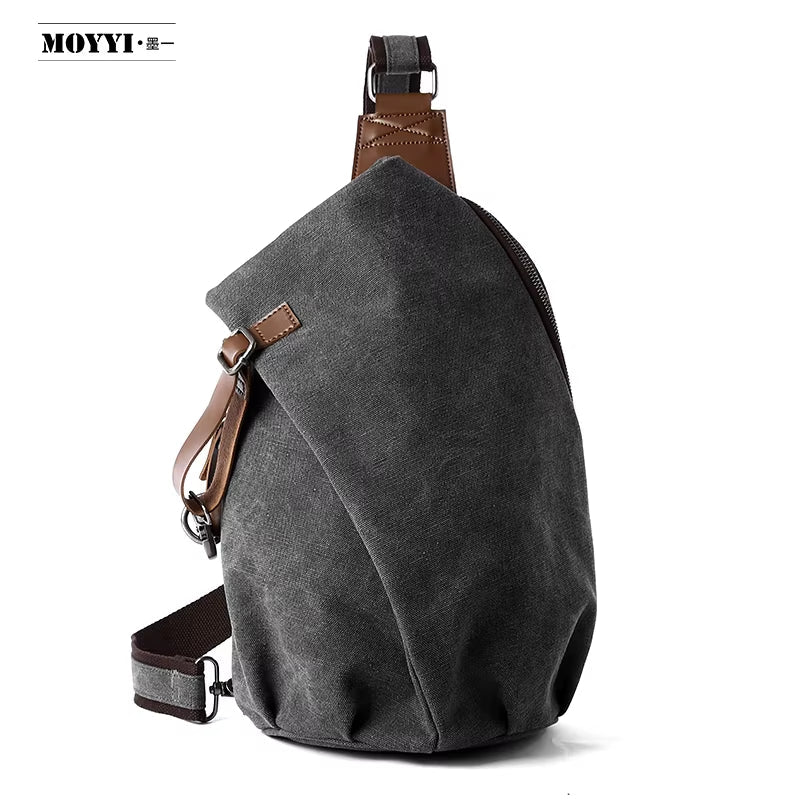 Canvas Outdoor Bags for Men Shoulder Crossbody Bag Walking Hiking Chest Sling Bags - MCROONS.COM