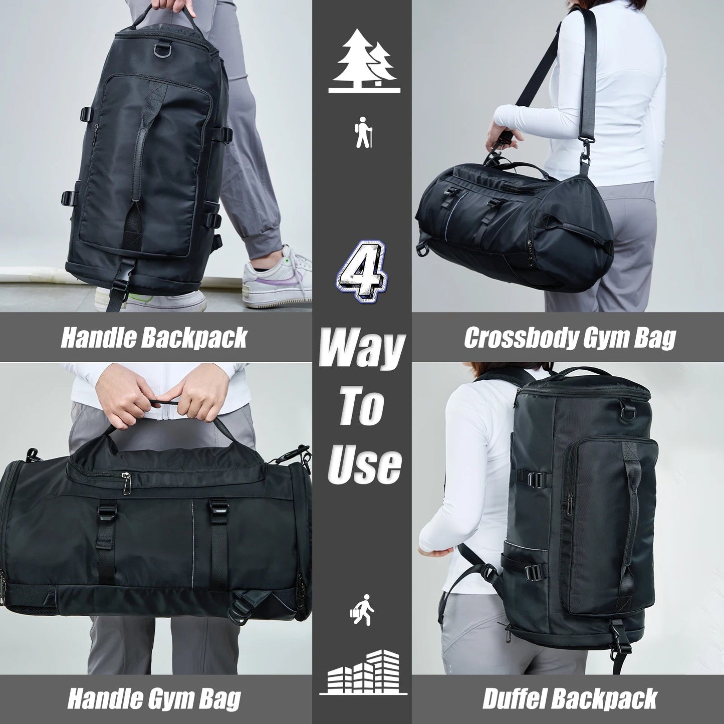 Fashion Duffel Bags 3 In1 Travel Backpack Custom Logo Outdoor Sport Gym Bag Large Travel Bags Backpack for Men - MCROONS.COM