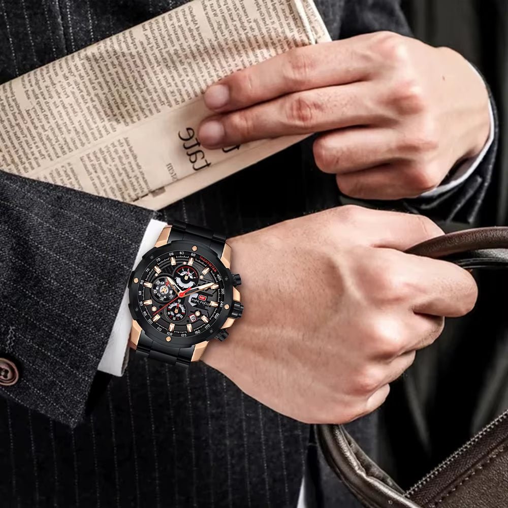 MINI FOCUS 0401G Multi Angle Gear with Three - Dimensional Hollow Dial Men Quartz Watch Mechanical Punk - MCROONS.COM