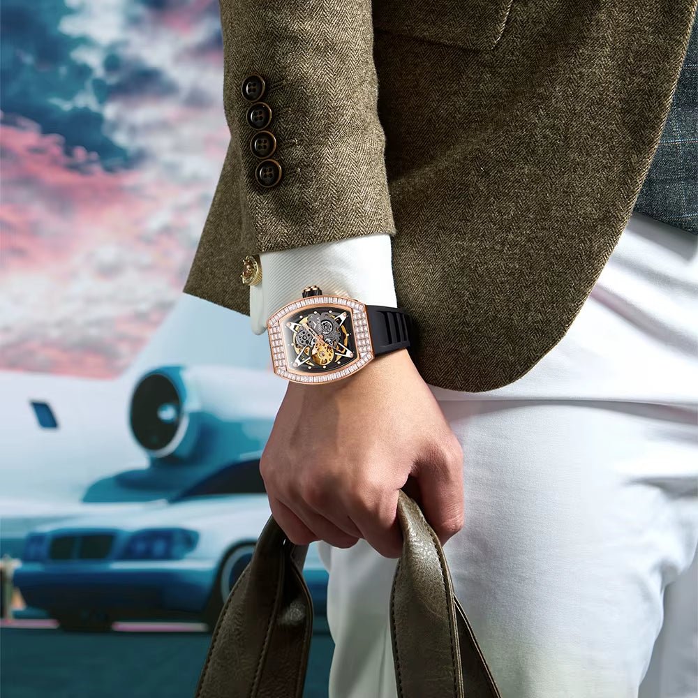 ONOLA 3838F Automatic Mechanical Wristwatch Skeleton Waterproof Watches Fashion Casual Sport Luminous Watch Men - MCROONS.COM