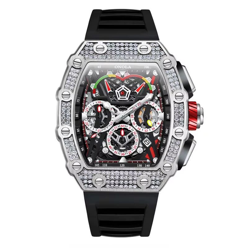 ONOLA 6827D Fashion Mens Luxury Automatic Watches Casual Rubber Strap Waterproof Sport Tourbillon Watch - MCROONS.COM