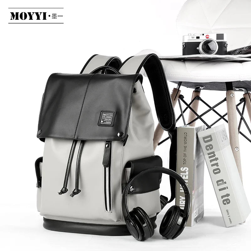 Pu Leather Laptop Backpack College School Bags Travel Backpack for Men Leather Backpack - MCROONS.COM