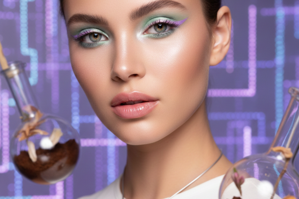 Beautiful cat eye glasses in assorted colors, stylish eyewear on a model