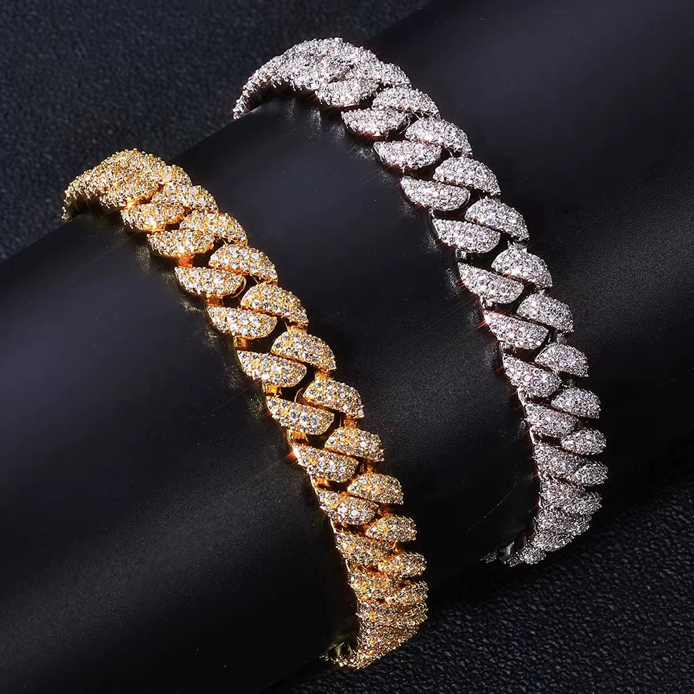 10Mm 925 Silver Flip Clasp Bracelet 3 Row Cuban Chain Iced VVS Moissanite Hip Hop Luxury Jewelry - MCROONS.COM