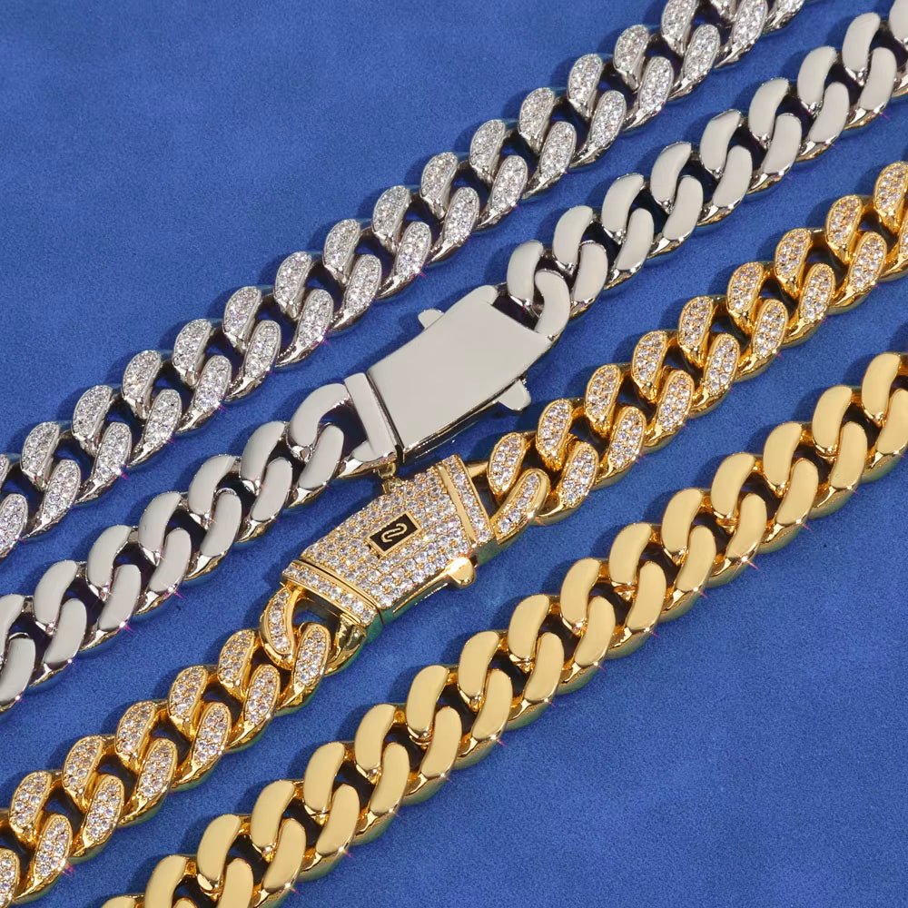 12Mm Cuban Link Necklace 925 Sterling Silver VVS Moissanite Iced Out Bling Hip Hop Jewelry Luxury - MCROONS.COM