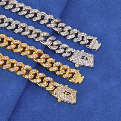 12Mm Cuban Link Necklace 925 Sterling Silver VVS Moissanite Iced Out Bling Hip Hop Jewelry Luxury - MCROONS.COM