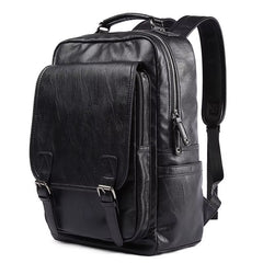 14 Inch Laptop Bag for Men Travelling Vintage Waterproof Men Travel PU Leather Laptop Backpack