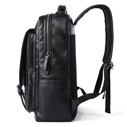 14 Inch Laptop Bag for Men Travelling Vintage Waterproof Men Travel PU Leather Laptop Backpack - MCROONS.COM