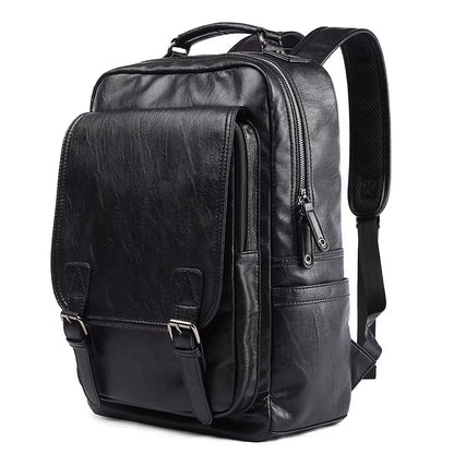 14 Inch Laptop Bag for Men Travelling Vintage Waterproof Men Travel PU Leather Laptop Backpack - MCROONS.COM