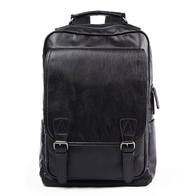 14 Inch Laptop Bag for Men Travelling Vintage Waterproof Men Travel PU Leather Laptop Backpack - MCROONS.COM