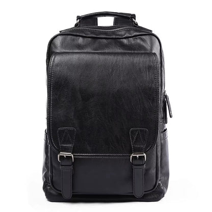 14 Inch Laptop Bag for Men Travelling Vintage Waterproof Men Travel PU Leather Laptop Backpack - MCROONS.COM