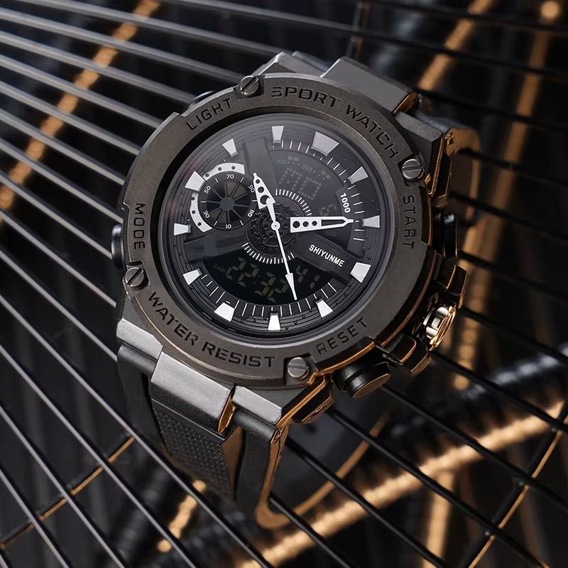 1809B Gold Digital Watch Men Sport Chronograph Alloy Case Waterproof Fashion Colorful Wristwatch Luxury Watches - MCROONS.COM