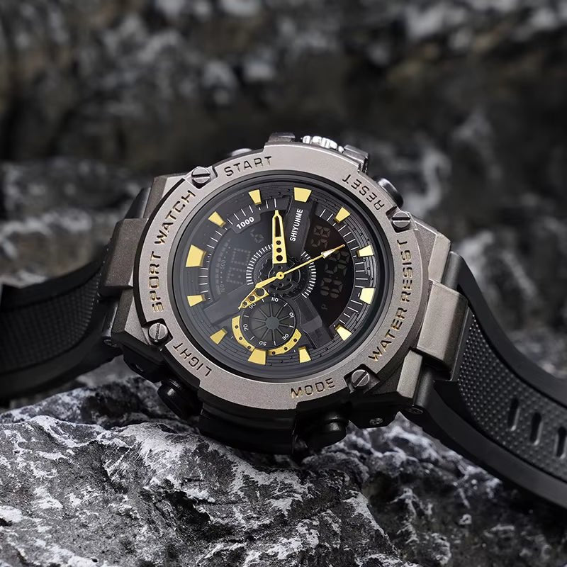1809B Gold Digital Watch Men Sport Chronograph Alloy Case Waterproof Fashion Colorful Wristwatch Luxury Watches - MCROONS.COM