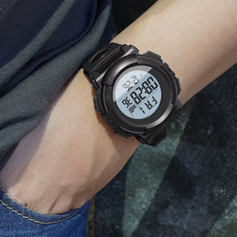 1909B Classic Good Quality Digital Watches Sport Style Silicone TPU Belt 5 ATM Waterproof Wrist Watches for Men - MCROONS.COM