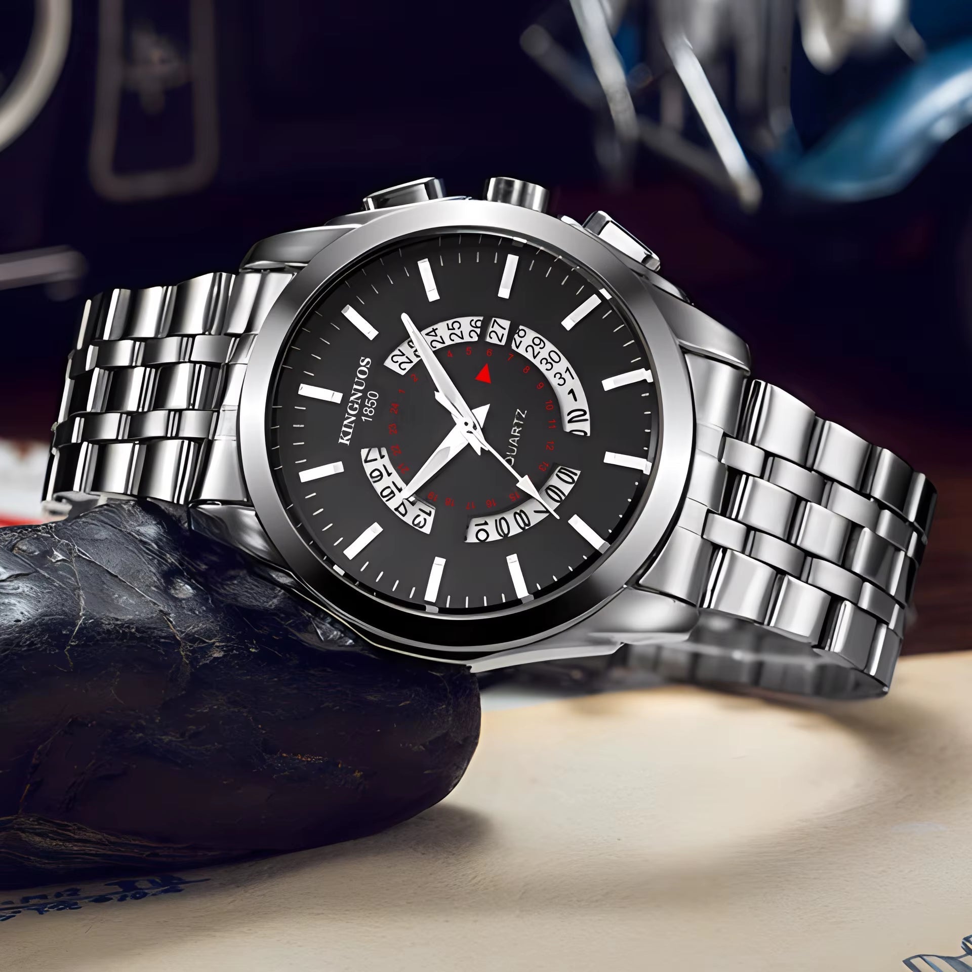 2025 Fashion Men'S Luxury Men'S Watch Calendar Multi Functional Business Men'S Quartz Watch - MCROONS.COM