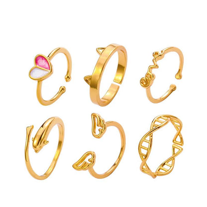 2025 New Arrival Fashion Gold Plated Rings 6Pcs Women Beach Toe Rings Foot Jewelry Ring Set Open Adjustable for Women - MCROONS.COM