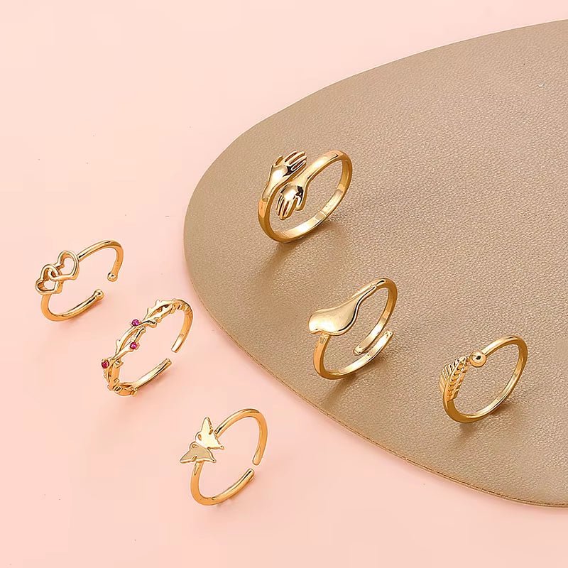 2025 New Arrival Fashion Gold Plated Rings 6Pcs Women Beach Toe Rings Foot Jewelry Ring Set Open Adjustable for Women - MCROONS.COM