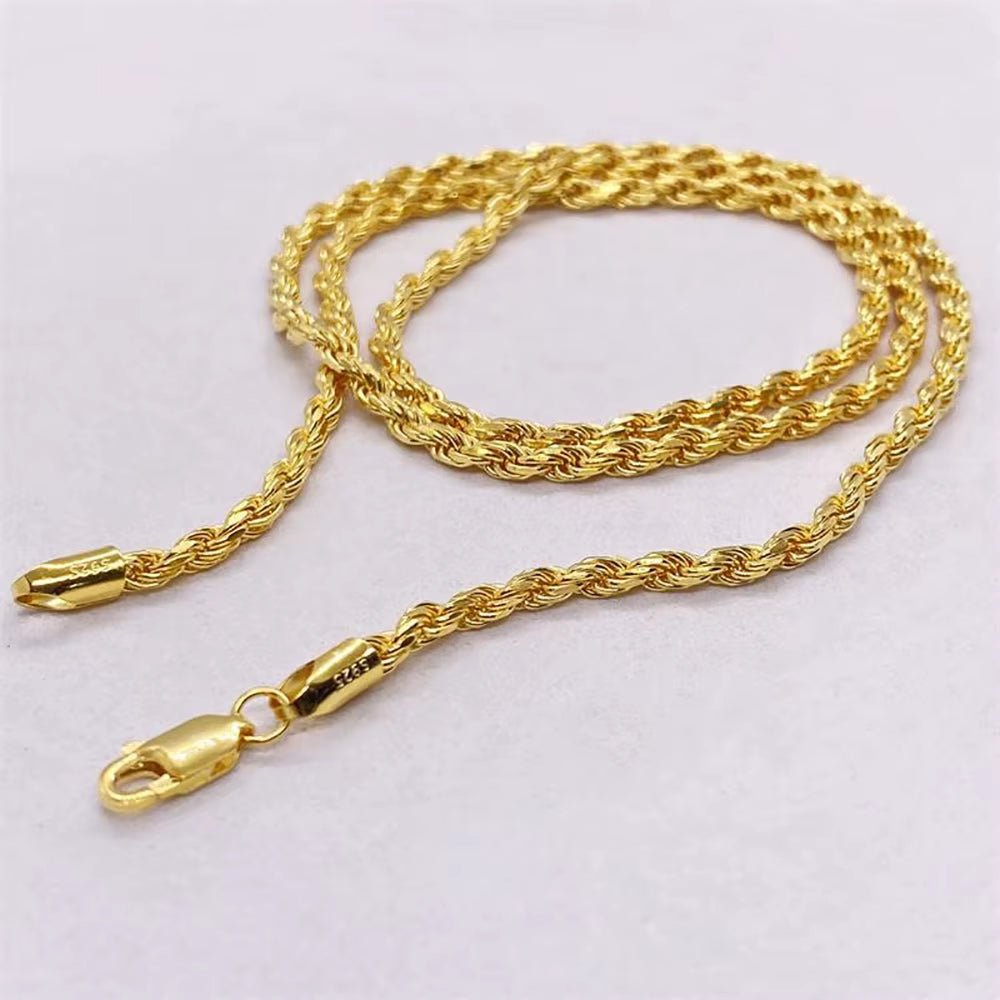 3Mm/5Mm Men Women Silver Rope Chain Fine Jewelry 925 Sterling Silver Twist Rope Chain Necklace for Gifts - MCROONS.COM