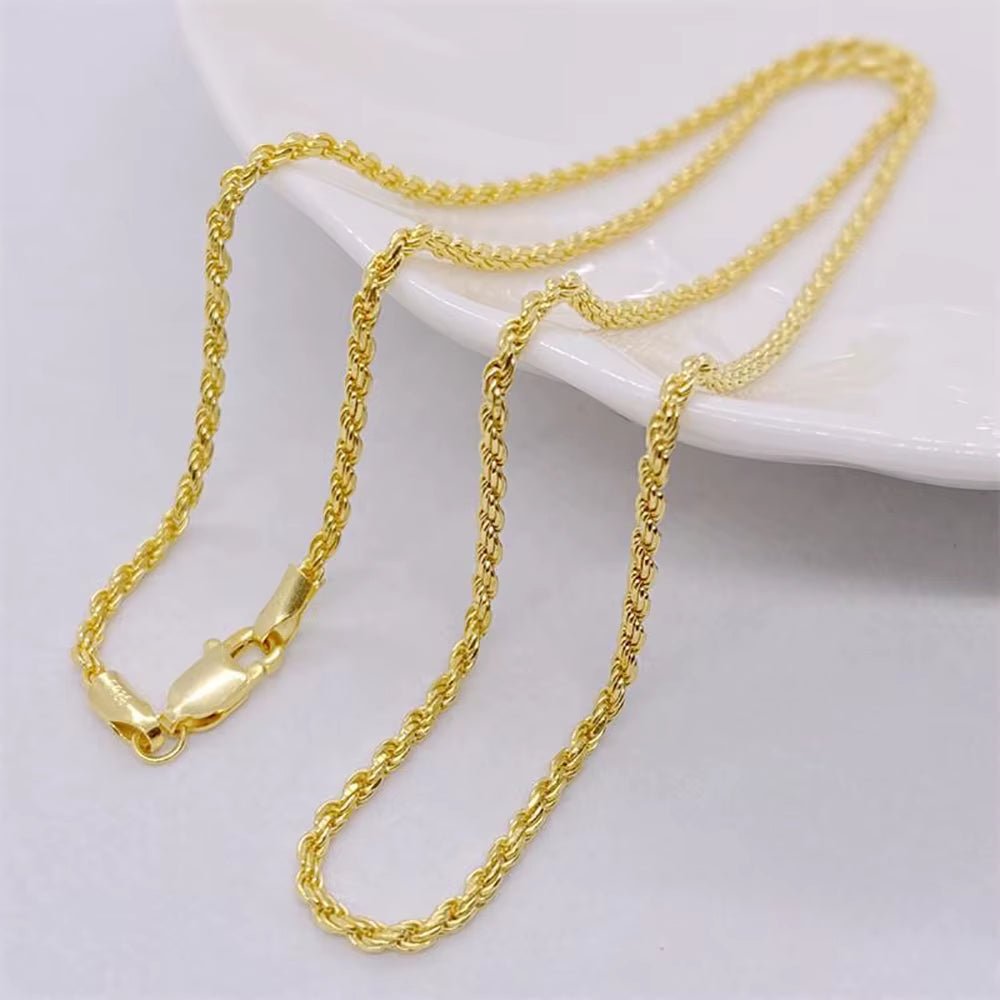 3Mm/5Mm Men Women Silver Rope Chain Fine Jewelry 925 Sterling Silver Twist Rope Chain Necklace for Gifts - MCROONS.COM