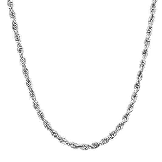 3Mm/5Mm Men Women Silver Rope Chain Fine Jewelry 925 Sterling Silver Twist Rope Chain Necklace for Gifts - MCROONS.COM