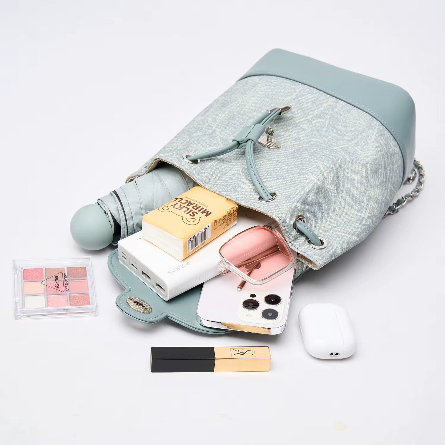 4 in 1 Women'S Chain Bag Small Outdoor Women'S PVC Leather Backpack Handbags Design Purses for Women Outdoor Shoulder Bags Lady - MCROONS.COM