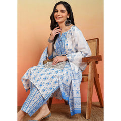Plus Size Floral Print Straight Kurta Set for Women, Comfortable Cotton Outfit with Pant & Dupatta Casual Ethnic Wear Kurta
