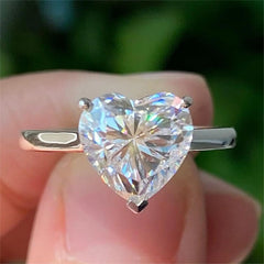Factory Wholesale S925 Sterling Silver VVS1 Moissanite Diamond Women's Heart Cut Ring with Fine Jewelry Heart Shape