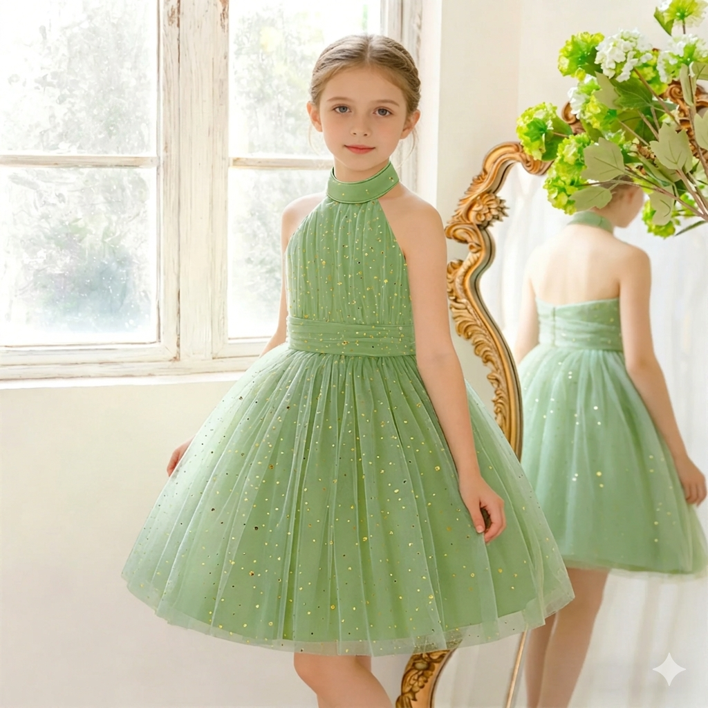 Elegant Formal Evening Dress for Girls Backless Pattern Kids Party Princess Events Parties Parties for Teenagers ALP689
