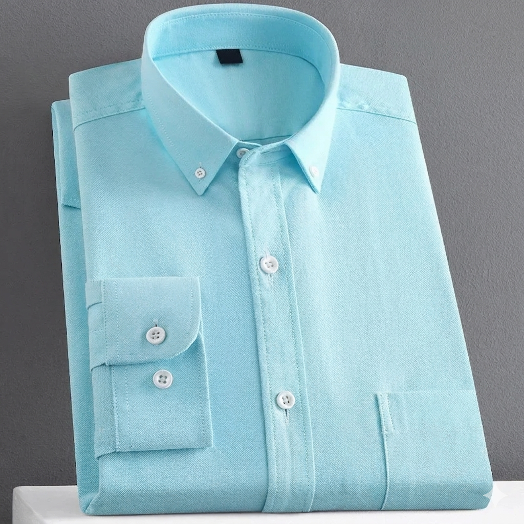 Yarn Dyed Men's 100% Cotton Chemise Homme Long Sleeve Casual Clothing Solid Color Oxford Mens Shirts ODM Supply
