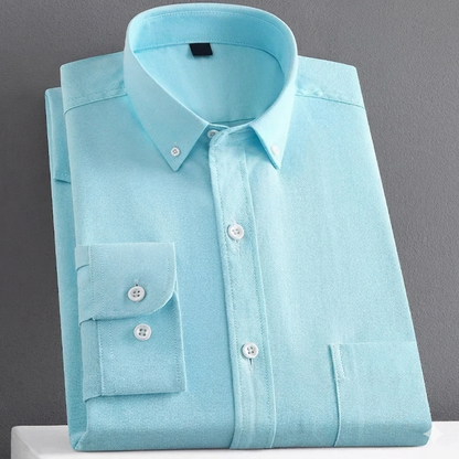 Yarn Dyed Men's 100% Cotton Chemise Homme Long Sleeve Casual Clothing Solid Color Oxford Mens Shirts ODM Supply