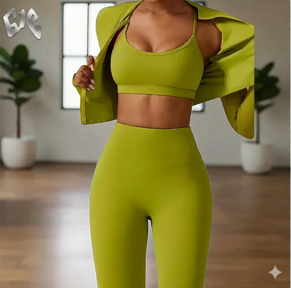 Custom High Quality Crop Top 3 Piece Plus Size Fitness Yoga Sets Sportswear High Waist Leggings for Women