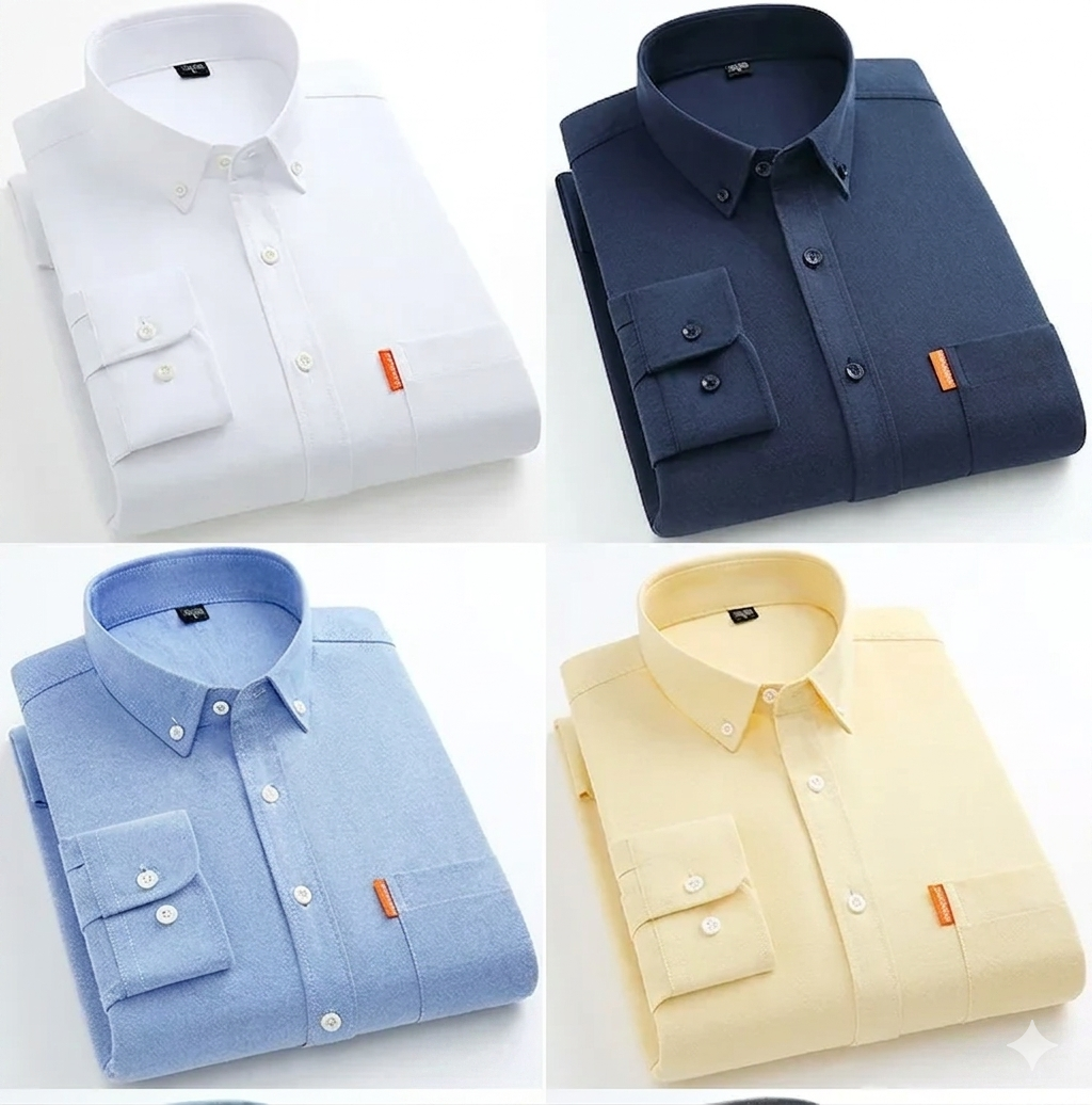 Yarn Dyed Men's 100% Cotton Chemise Homme Long Sleeve Casual Clothing Solid Color Oxford Mens Shirts ODM Supply