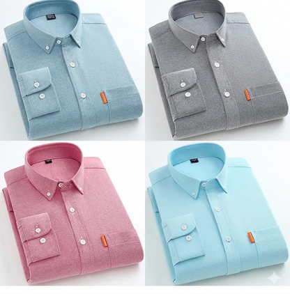 Yarn Dyed Men's 100% Cotton Chemise Homme Long Sleeve Casual Clothing Solid Color Oxford Mens Shirts ODM Supply