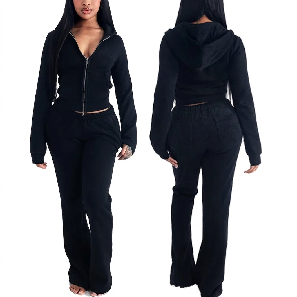Body Dupe Custom Workout Sets Women Loungewear Jogging Zipper Hoodie Jacket Flare Pants Legging 2 Piece Set Tracksuits for Women