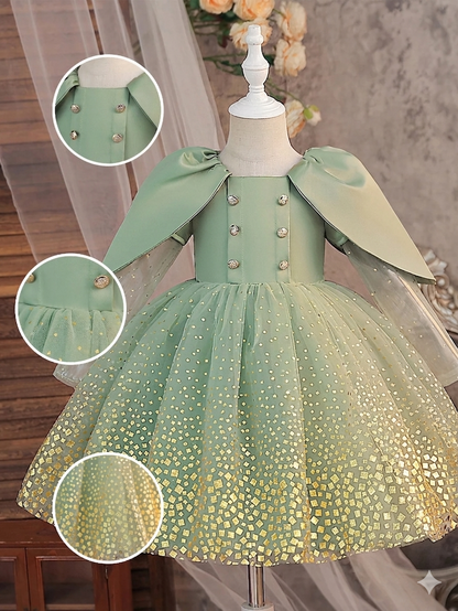 Princess Floral Satin Gloss Evening Party Dress for Girls Summer Birthday Celebration Formal Sleeveless Sequins Children Model