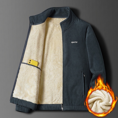 Heavyweight Winter Sweatshirt Jacket for Dad Middle-Aged Men Elderly Thickened Fleece Hood Loose Fit Solid Digital Printing