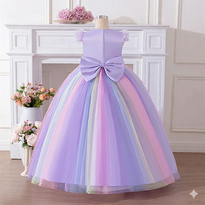 Girl's Birthday Party Pageant Formal Dress New Style Satin Ball Gown with O-Neckline Decorated with Pattern ALP622