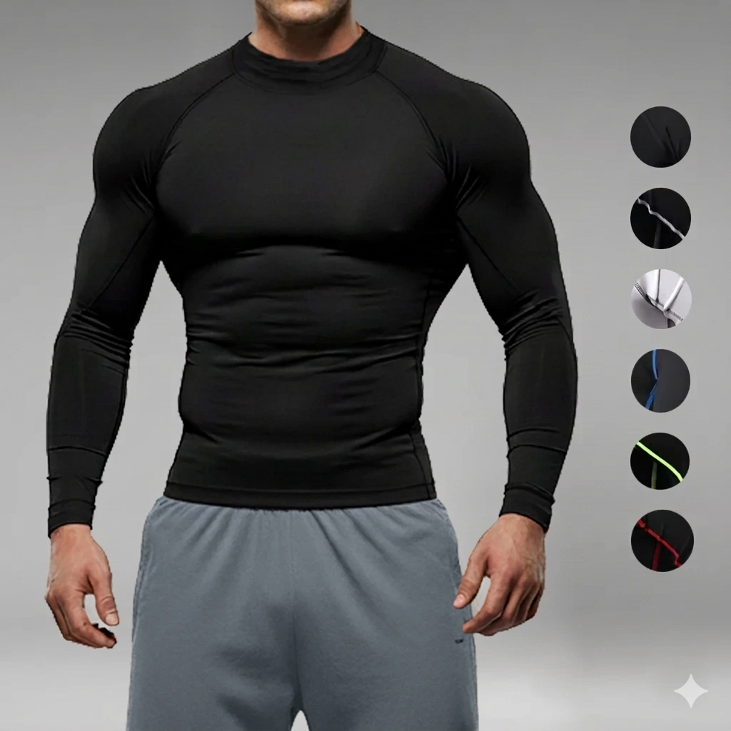 Men's Long Sleeve Compression T-Shirt — 180GSM Quick-Dry Gym Sportswear | Men | Multi-Colour