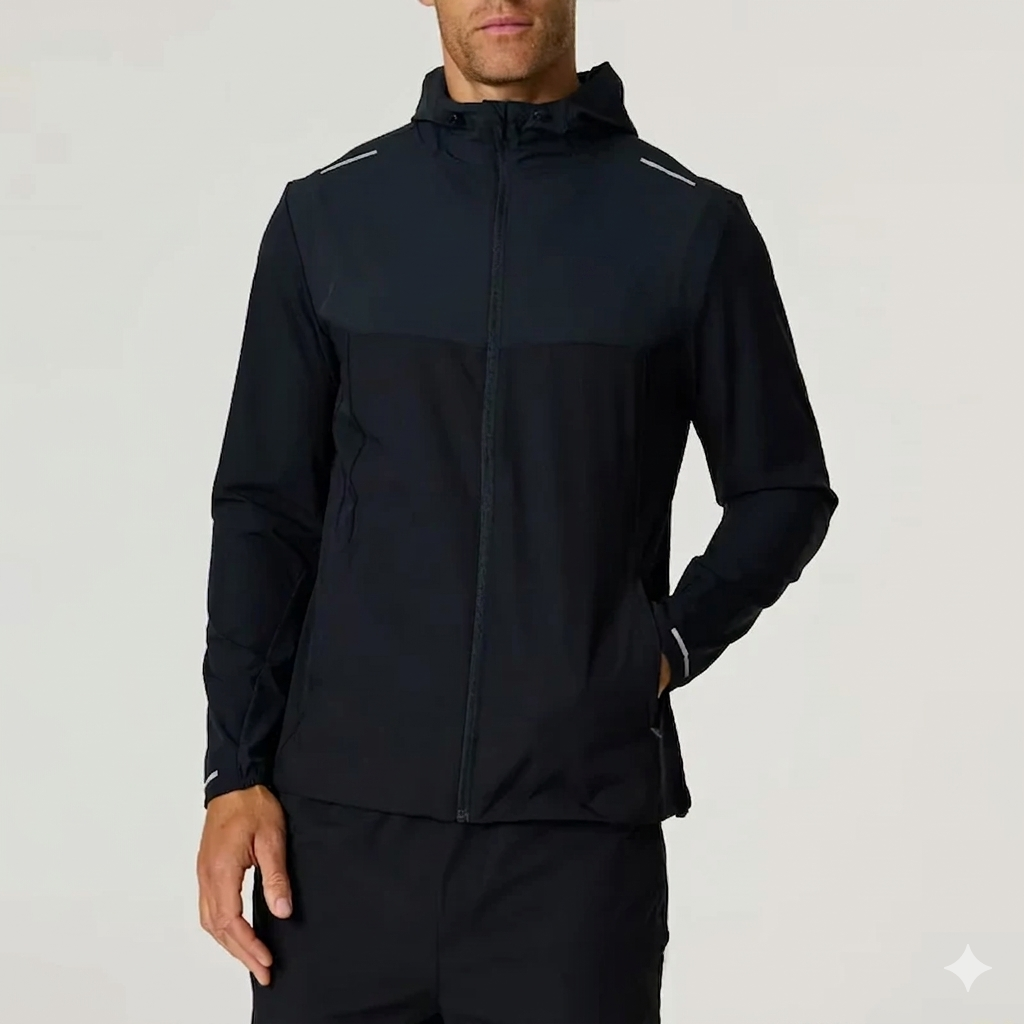 Lightweight Windbreaker Back Breathable Vents Panels Tracksuit Reflective Nylon Spandex Tracksuit for Men