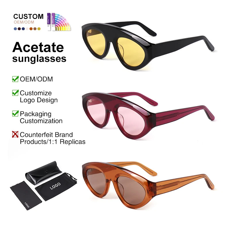 MCROONS Cat-Eye Acetate Polarized Sunglasses — UV400, Unisex