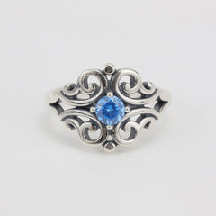 Spanish Lace Ring 925 Sterling Silver Casual Wedding Jewelry Blue Zircon Ring