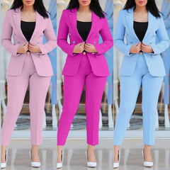 Apparel Women's Business Formal Suit Fashion Ladies Office Wear Leisure Slim Pants and Suit Jacket Set OEM Wholesale
