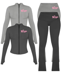 Body Dupe Custom Workout Sets Women Loungewear Jogging Zipper Hoodie Jacket Flare Pants Legging 2 Piece Set Tracksuits for Women