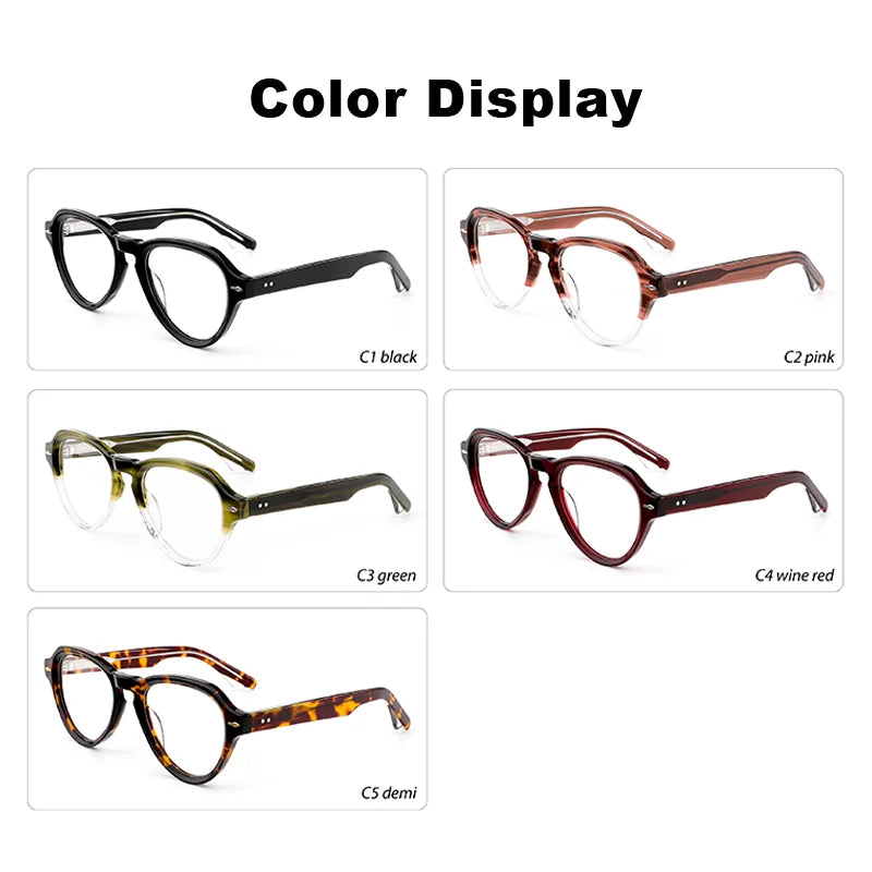 MCROONS Round Acetate Anti-Blue Light Glasses — Unisex