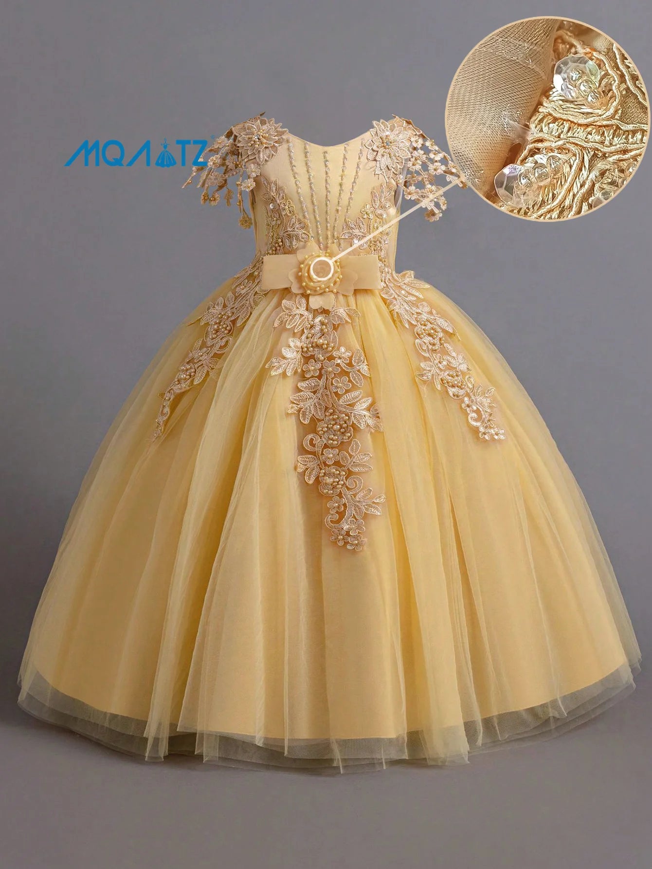 princess dress for 5 year girl Ballerina Pink Satin Girls Short sleeves Main Princess Dress for 8-12Year Girls