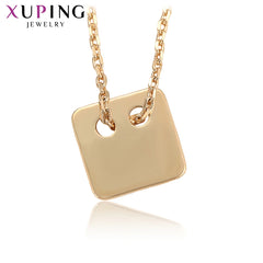 xuping Jewelry Fashion Pop Cool Simple Unisex Gift square Heart-shaped Round Stainless Steel 14K Gold Color Chain Necklace