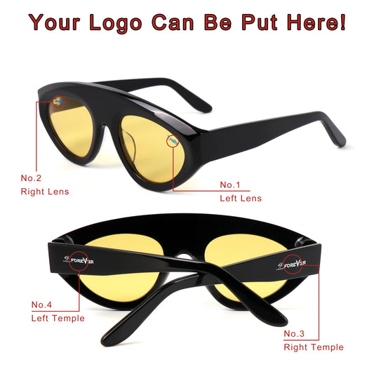 MCROONS Cat-Eye Acetate Polarized Sunglasses — UV400, Unisex