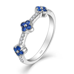YH JEWELLERY Shining Simple Platinum Plated Sterling Silver S925 Blue Zircon Rings For Women Rhodium Plated for Wedding